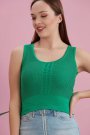 Kadın Dantel Tasarım Çift Katlı Bluz Yeşil Renk