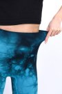 Kadın Toparlayıcı Push-Up Batik Tayt Desenli Spor Tayt Mavi