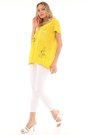 Viskon Kumaş Kuş Çiçek Baskılı Sarı Yazlık Salaş Kadın Bluz