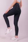 Kadın Antrasit Kot Pantolon Görünümlü Yüksek Bel Pamuklu Günlük Tayt