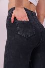Kadın Antrasit Kot Pantolon Görünümlü Yüksek Bel Pamuklu Günlük Tayt