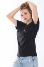 Cebi Şeritli Salaş Siyah Kadın Tişört