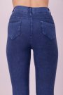 Kadın Lacivert Kot Pantolon Görünümlü Yüksek Bel Pamuklu Günlük Tayt