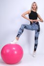 Kadın Toparlayıcı Push-Up Batik Tayt Desenli Spor Tayt İndigo