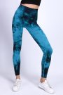 Kadın Toparlayıcı Push-Up Batik Tayt Desenli Spor Tayt Mavi